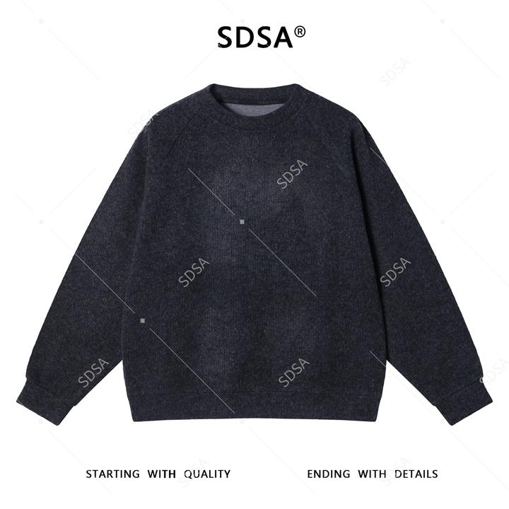 SDSA男士秋冬新款痞帅男装韩版简约时尚纯色圆领针织卫衣百搭上衣