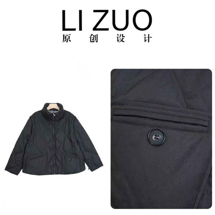 大码胖mm90白鸭绒时尚百搭高领可拆卸袖两穿羽绒外套9658