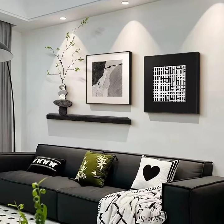 黑白抽象客厅装饰画沙发背景墙壁挂画轻奢高级感新款餐厅装饰挂画