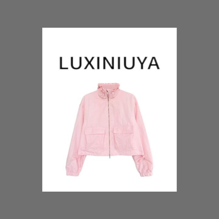 【LUXINIUYA】热力全开 25年新款水波领大口袋短款上衣外套#QDS080