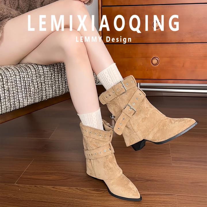 2025流行款女靴子女秋冬精致洋气小短靴洋气瘦瘦靴痞帅新款马丁靴