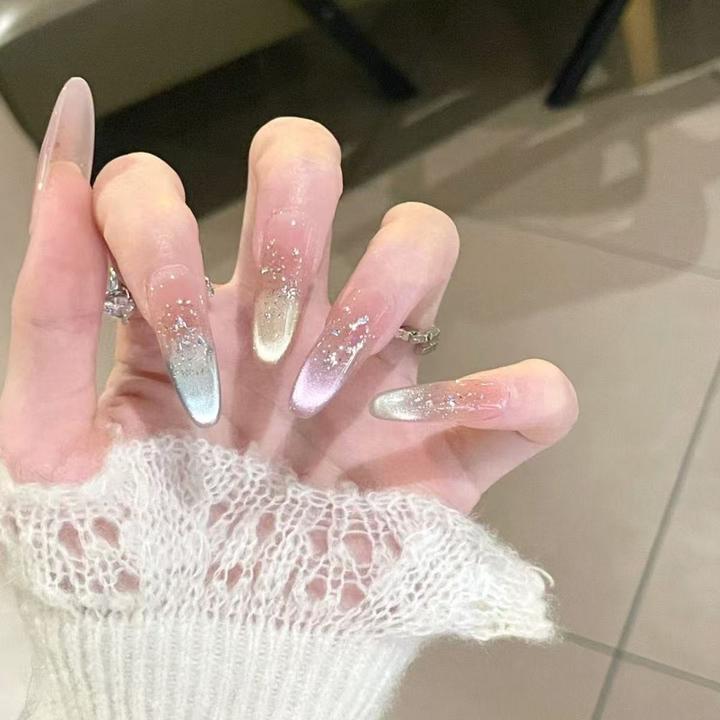 【元气彩虹】纯手工春夏纯欲风baby彩虹蓝法式ins风显白美甲穿戴甲