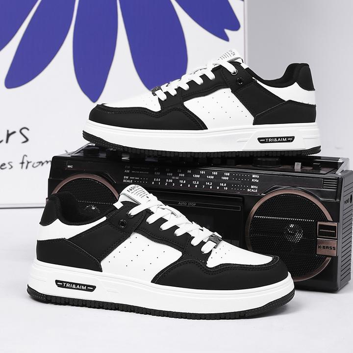 秋季男士系带拼色透气时尚休闲鞋青少年百搭鞋子潮鞋大码45 46 47