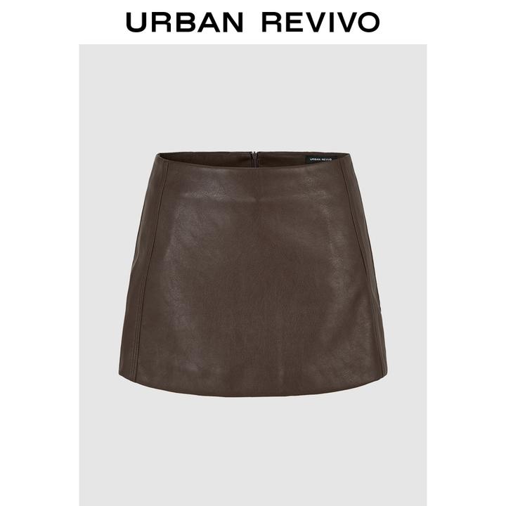 UR2025秋季新款女琥珀流光风设计感皮质超短款半裙UWJ550042