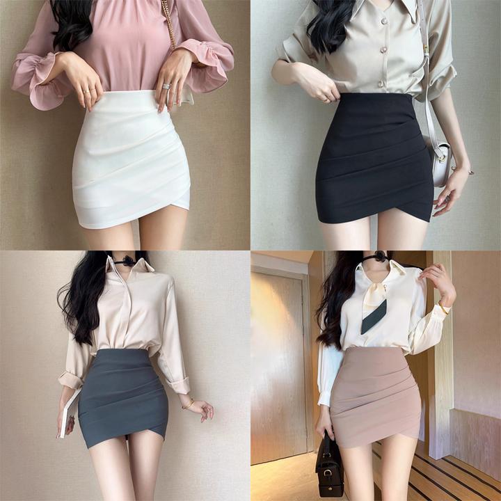 高腰短裙显瘦半身裙气质防走光包臀裙时尚春冬黑色开叉修身设计感