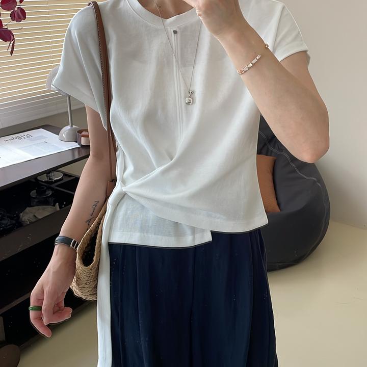 【抽带美学】韩版气质时尚百搭透气薄款拼接设计款时尚百搭气质衣服
