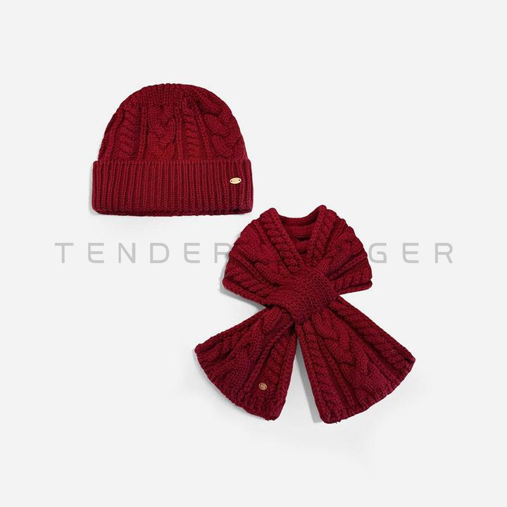 Tender Jinger｜纯色针织羊毛材质保暖帽子围巾两件套WJ57451-ZH
