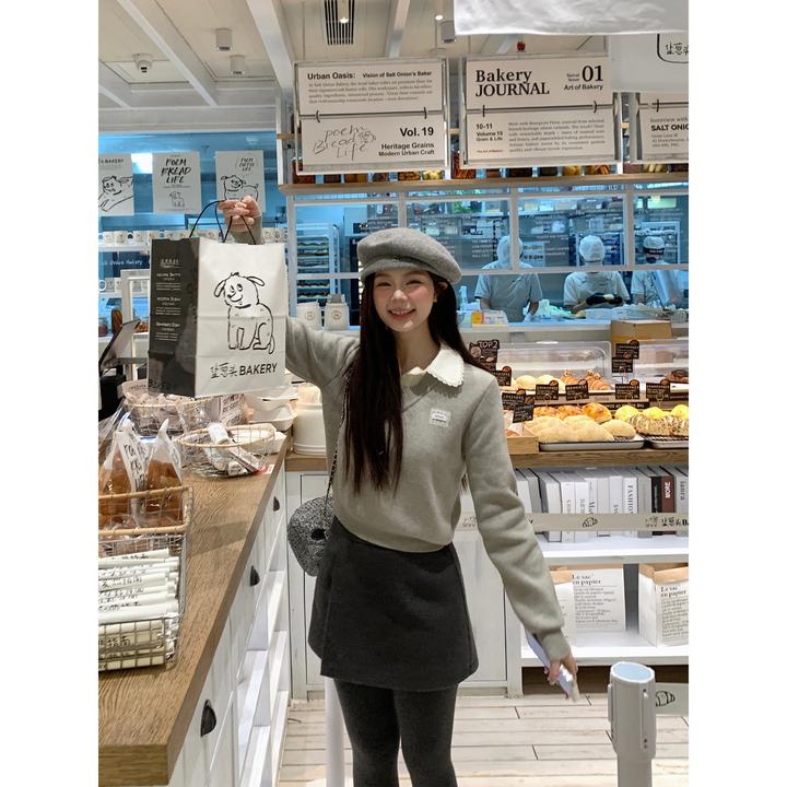 切糕自制【入冬小调】小个子秋冬出游穿搭高腰显瘦毛呢半身裙