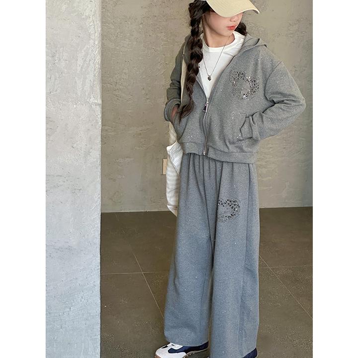 K28154孙小美kids亮钻女童卫衣套装2025春装新款儿童休闲两件套潮