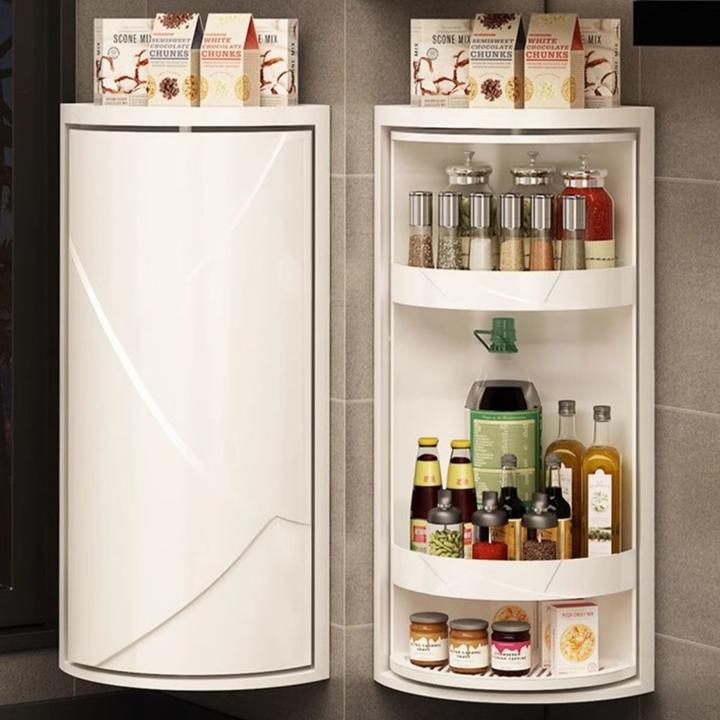 厨房专用可旋转置物架转角360度调味料调料调料品壁挂免打孔收纳