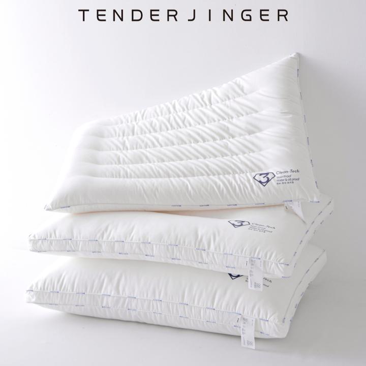 Tender Jinger全棉枕头防水油污护颈椎学生低枕可水洗成人高枕