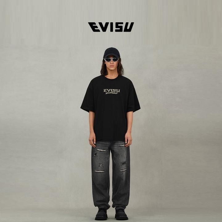 EVISU福神 2025秋男士洗水破洞牛仔裤2EAHTM5JE104930DN