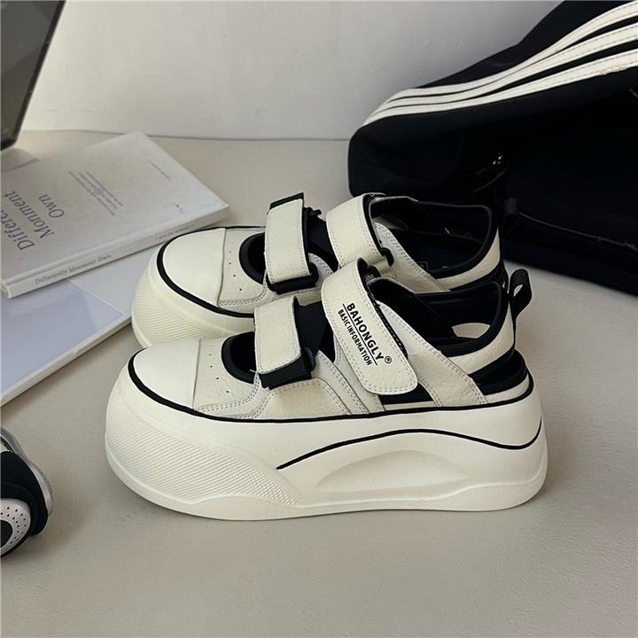 栢香妮BAHONGLY镂空老爹鞋女2025夏厚底轻便透气增高运动包头凉鞋