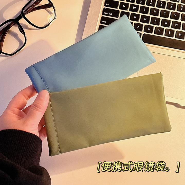 新款女士眼镜收纳包抗压便携式墨镜太阳镜自动闭合弹片皮革收纳袋