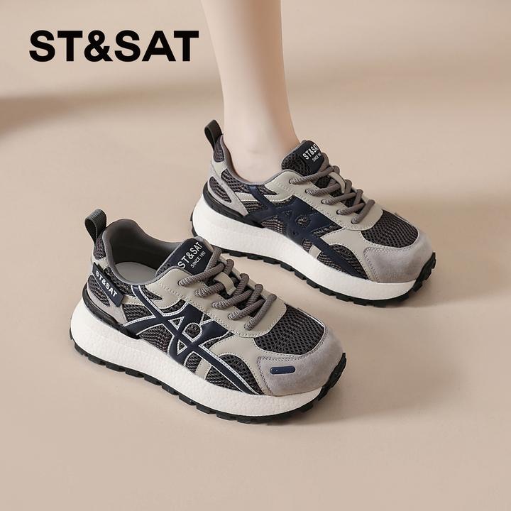 星期六德训鞋女款2025秋季爆款阿甘运动鞋厚底休闲鞋显脚小老爹鞋