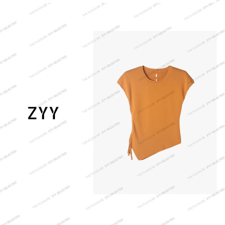 ZYY【夏日序曲】2025S/S新品镂空无袖抽褶收腰针织衫X25XZZ01809