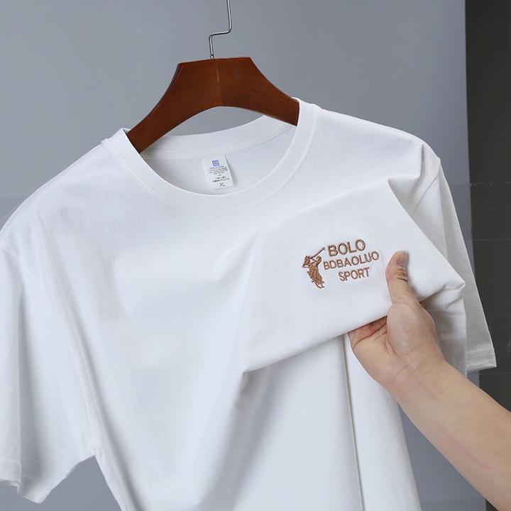 【万针刺绣】BOLO纯棉T恤夏季短袖男女同款圆领针织运动情侣百搭