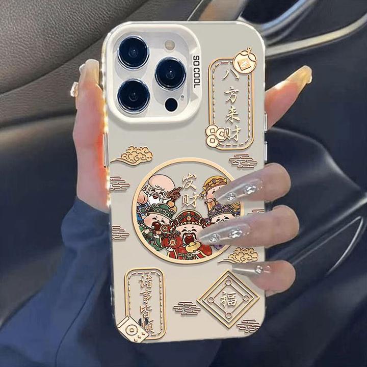 八方来财适用于苹果16PRO简约手机壳iPhone15promax彩银14P/8防摔