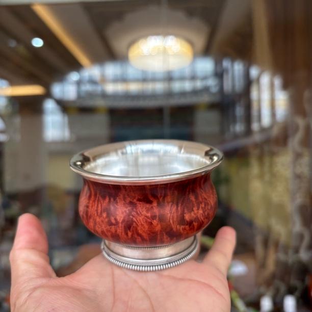 全包甜茶杯8口径纯银假一赔十边杂木甜茶功夫茶酥油茶杯酒杯餐具