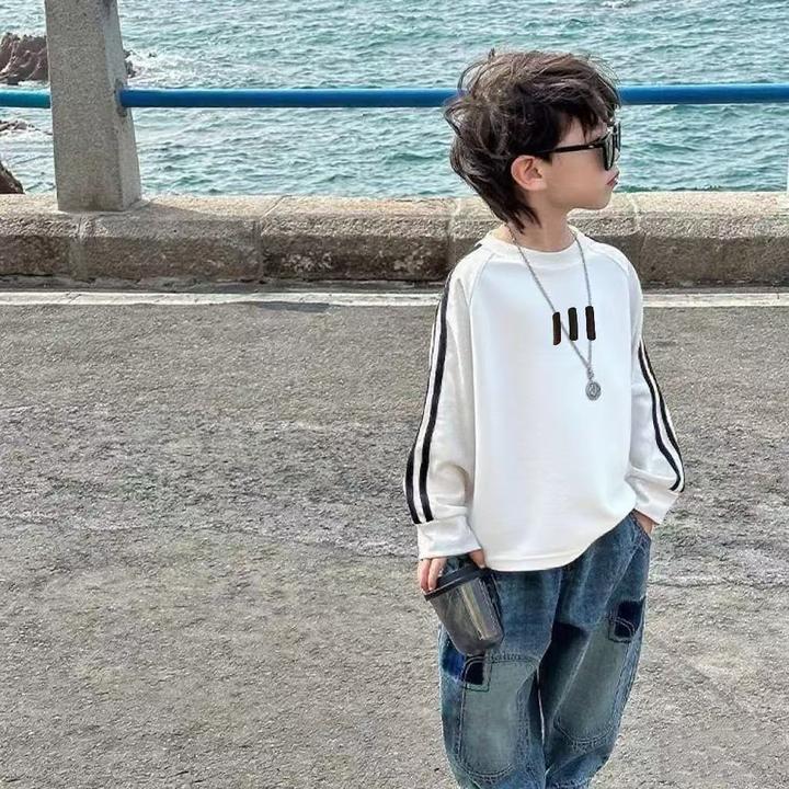 儿童纯棉长袖T恤男童秋款韩版帅气宽松上衣中大小童春秋百搭打底t