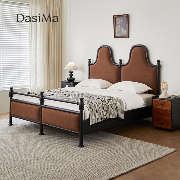 大司马法式复古实木床1.8米榉木排骨架双人床中古风主卧老巴黎床