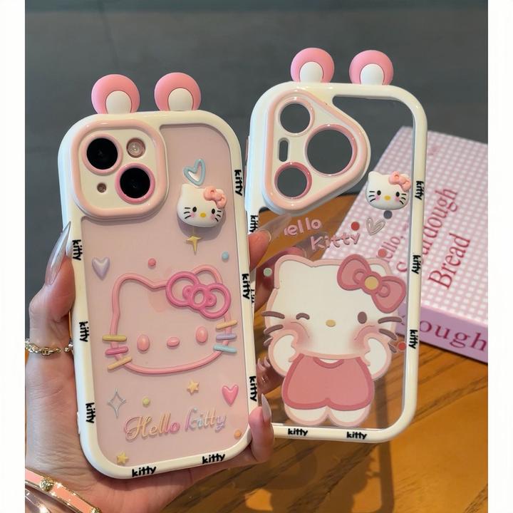 欧克里里粉果冻kitty立体耳朵适用苹果16手机壳华为vivo小米15opp