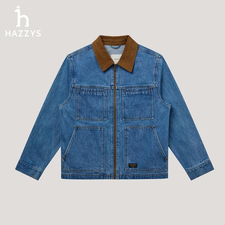 【商场同款】HAZZYS哈吉斯男士春秋季夹克衫复古休闲时尚牛仔外套