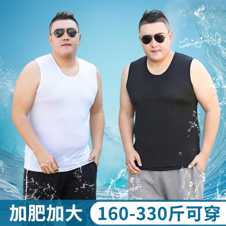大码宽肩背心无袖t恤男士胖子棉质高弹薄款跨栏运动宽松坎肩亲肤