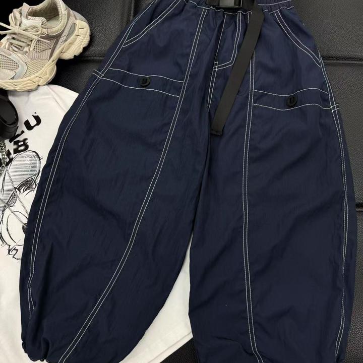 吾2025【Y】7月27日 儿童男童女童藏青色明线工装裤5523-