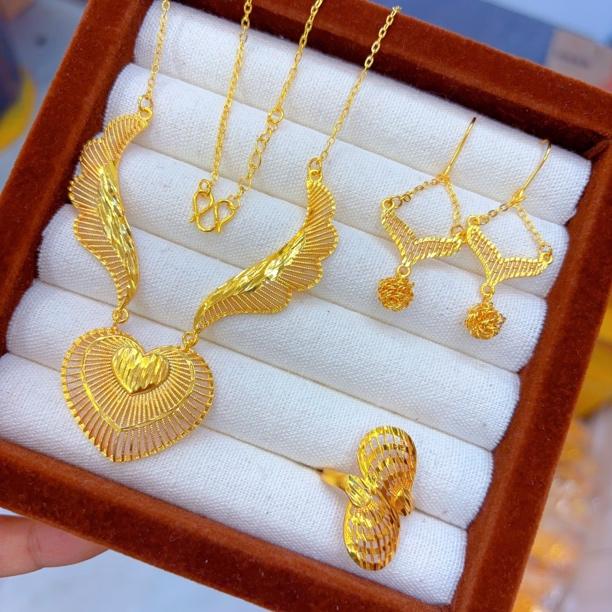 铜合金项链 新款时尚气质512-6-5百搭精致古法金饰品套装