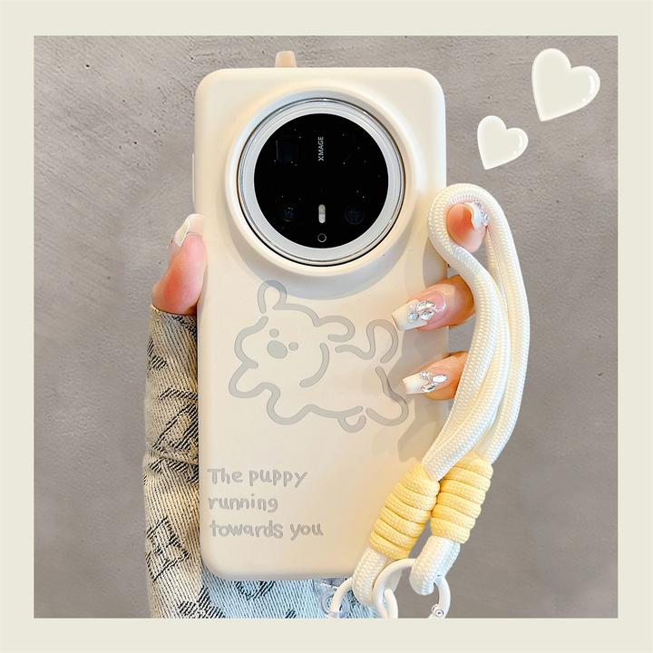 适用华为mate70pro+手机壳可爱卡通线条小狗mate60pro液态硅胶女
