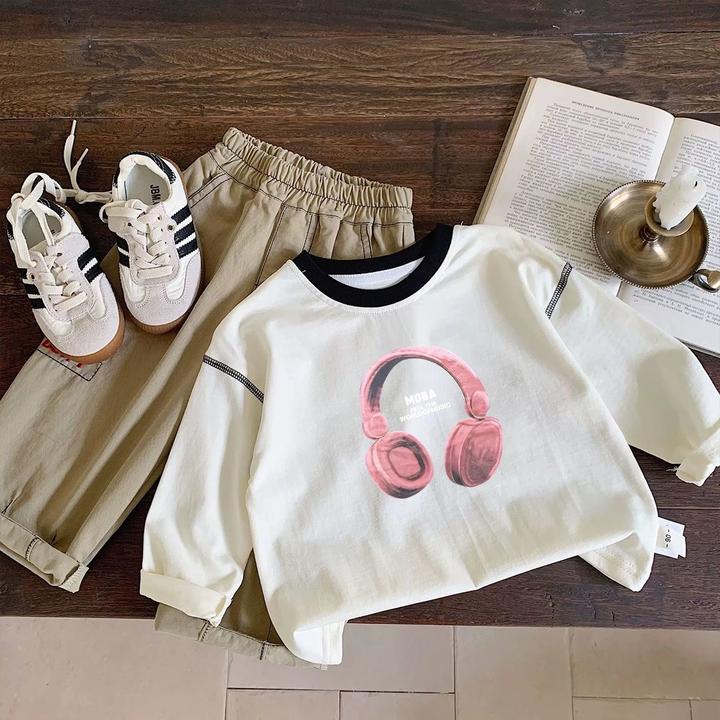 100长袖儿童秋季新款纯棉T恤男童撞色卡通印花宝宝小童上衣幼儿园