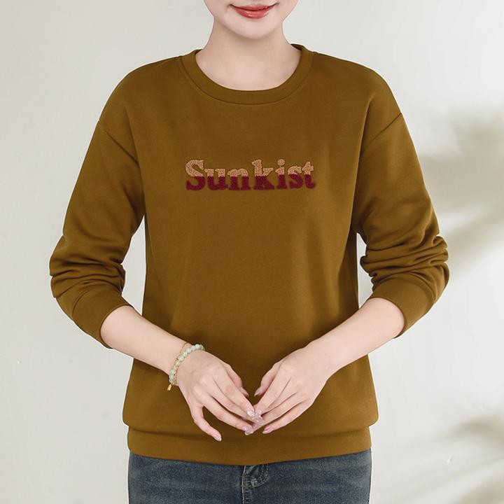 女装卫衣刺绣圆领打底3D秋季长袖印花薄款休闲宽松上衣秋冬