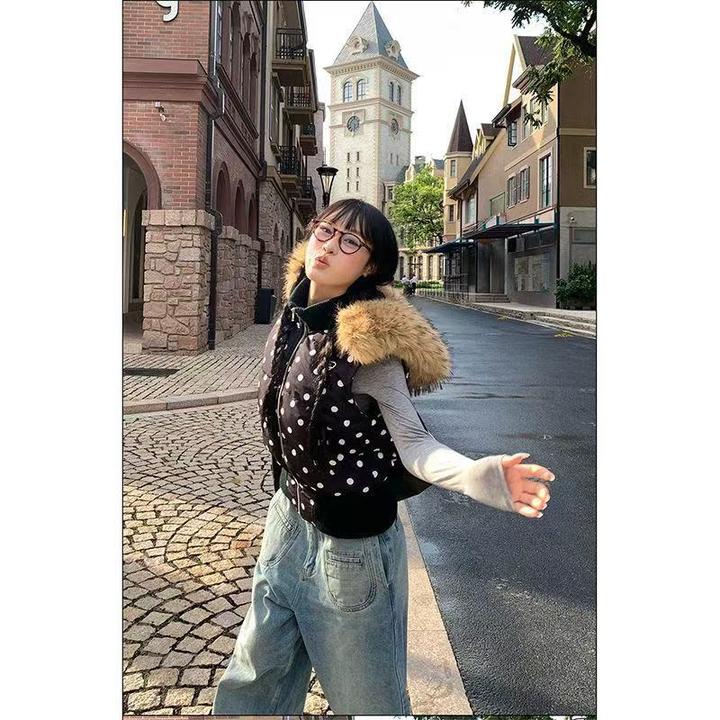 La Chapelle/拉夏贝尔秋冬款外套马甲棉秋冬季新款休闲美式复古百