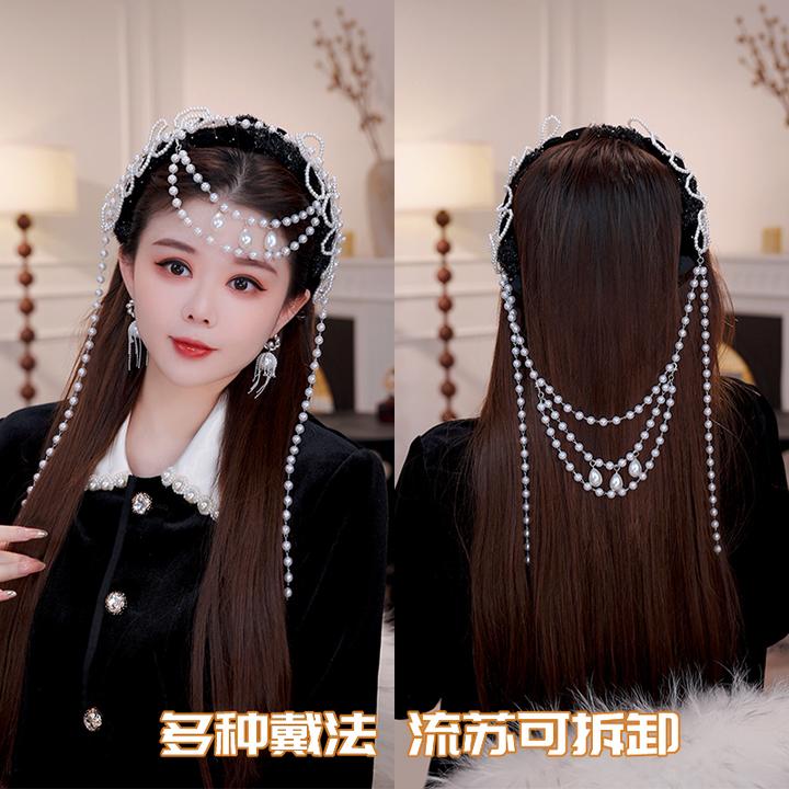 白秀珠发箍轻奢重工减龄珠珠法式发饰时尚气质高级感重工压发箍女