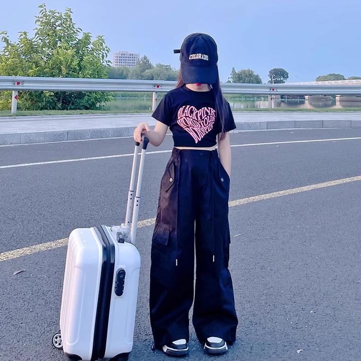 女童街舞裤夏季落款2025新款儿童韩版炸街工装裤中大童宽松休闲裤