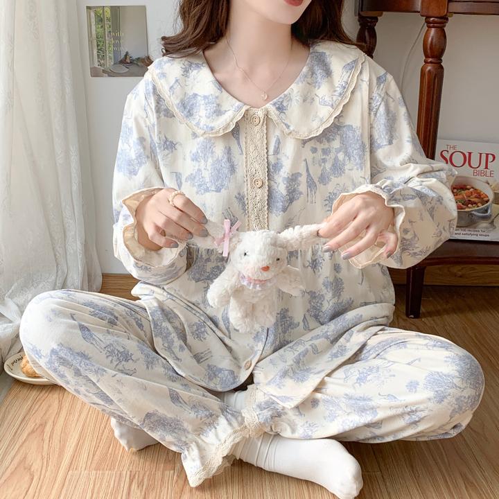 春夏云感棉胸垫款月子服3-8月份产后哺乳衣孕妇睡衣怀孕期家居服