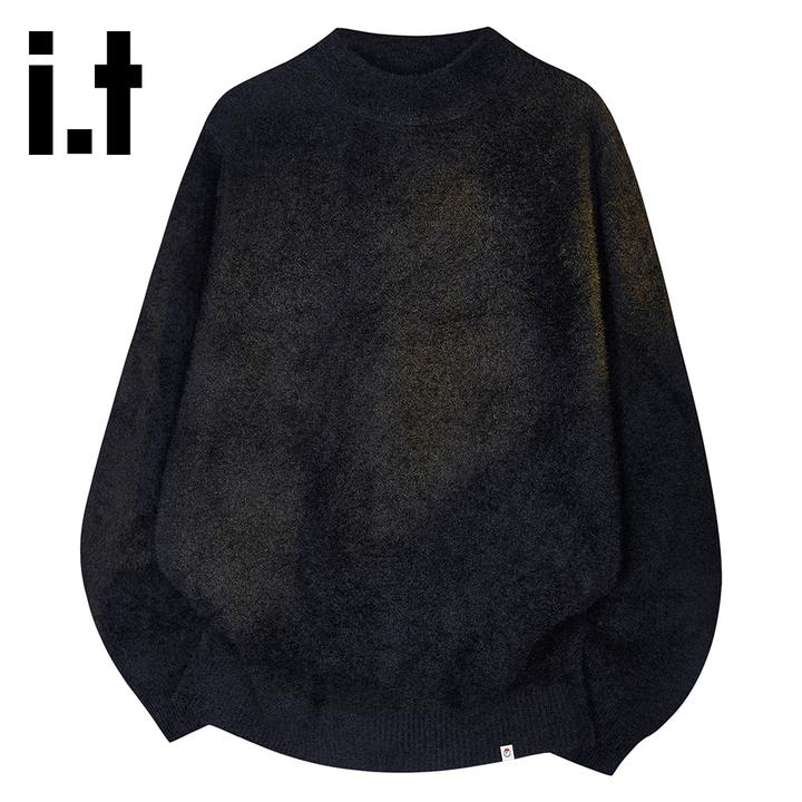 it:CHOCOOLATE黑色简约休闲保暖毛衣2025秋冬季男士新款百搭上衣