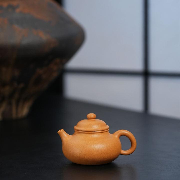 【顶蜀】容天壶全手工精挑老宕口黄金段丨150cc宜兴紫砂壶高端茶器