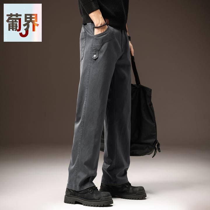 高端美式复古直筒男士休闲裤秋季新款宽松高街潮牌商务工装裤子男