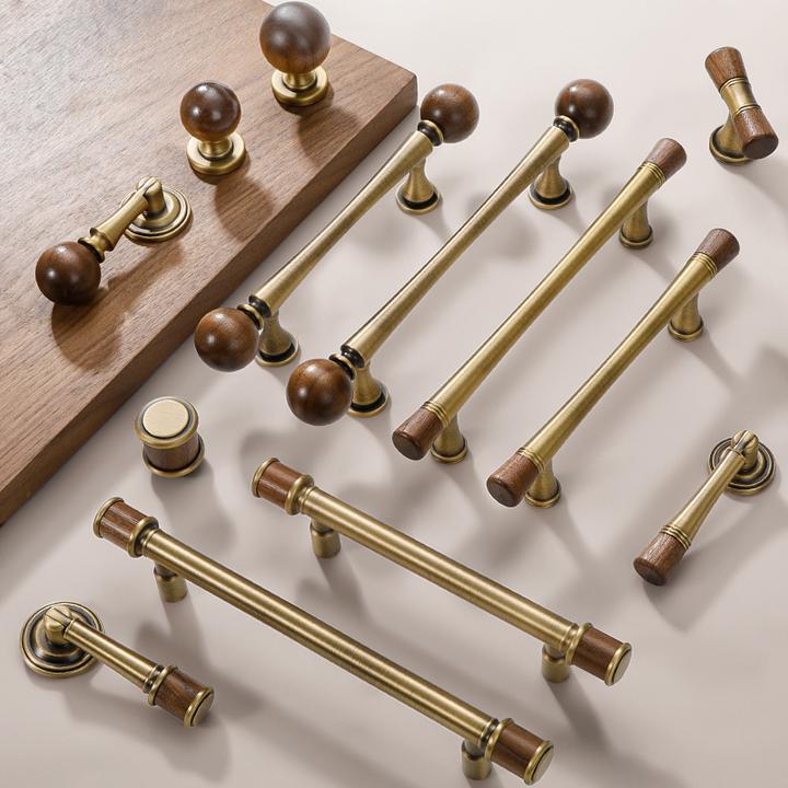 胡桃木黄铜拉手复古新中式黄古拉手仿古抽屉家具橱柜衣柜门把手