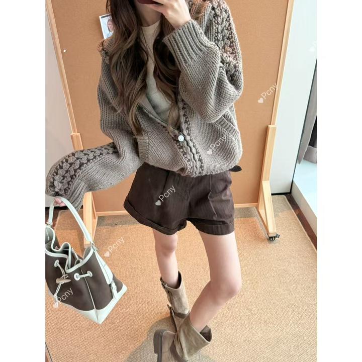 PCNY「焦糖玛奇朵」不理理冬季新款女装时尚宽松百搭针织长袖开衫