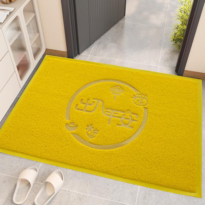 金黄色入户门丝圈地垫防滑除尘出入平安门口地毯家用脚垫入户门垫