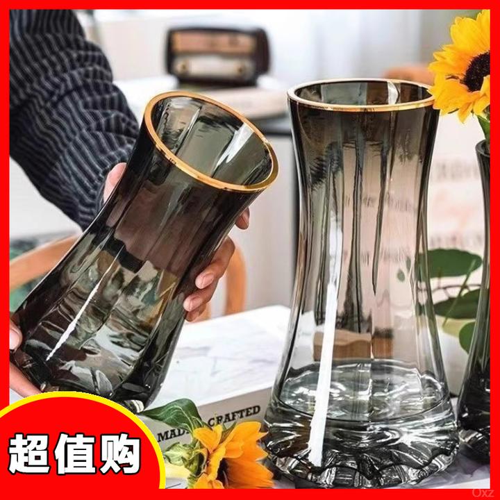 轻奢简约玻璃花瓶风感水养百合鲜花北欧客厅插花创意摆件量大优惠