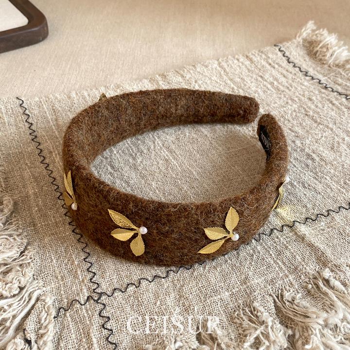 【一叶知秋】复古美拉德毛呢宽边发箍百搭洋气高级感压发头箍发卡女