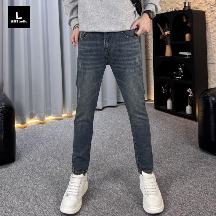 2025新款早秋牛仔裤男修身百搭潮流小脚裤时尚韩版九分牛仔裤男款