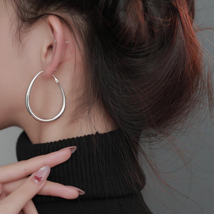 CUOOYINO/初影 铜合金耳饰 【几何水滴】925银针耳环女精致耳圈耳饰