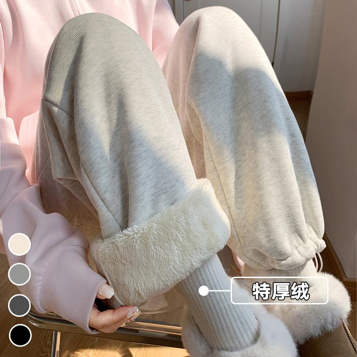 两穿休闲裤女秋季2025年新款高腰显瘦宽松束脚美式百搭加绒阔腿裤