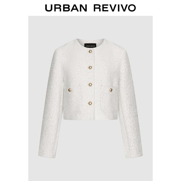 UR2025冬季新款女气质小香金属纽扣肌理感休闲外套UWM850265