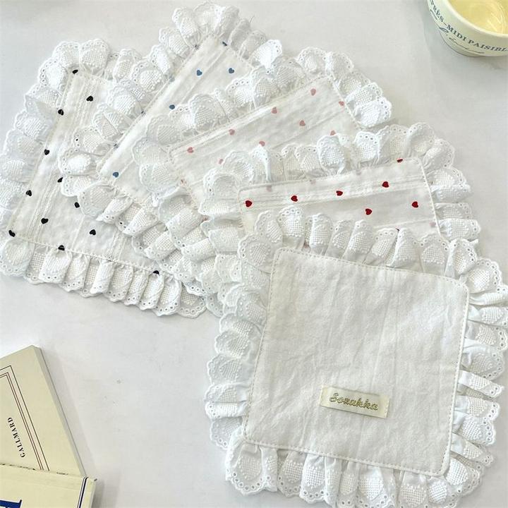 杯垫ins风高颜值法式爱心拼接小清新蕾丝餐垫可爱花边多尺寸防摔